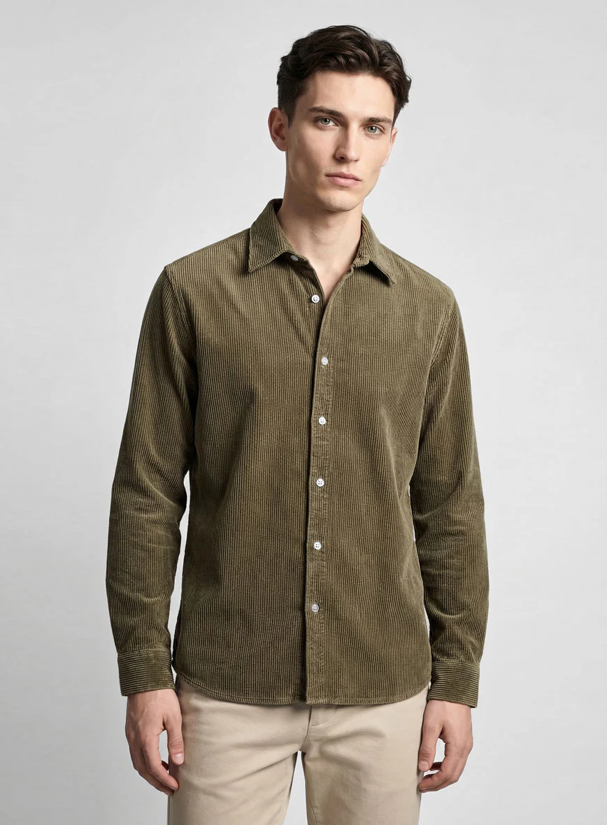 Dark Beige Corduroy Shirt