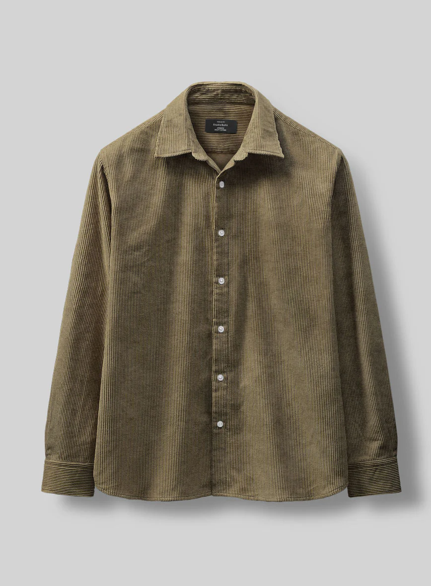 Dark Beige Corduroy Shirt - Image 3