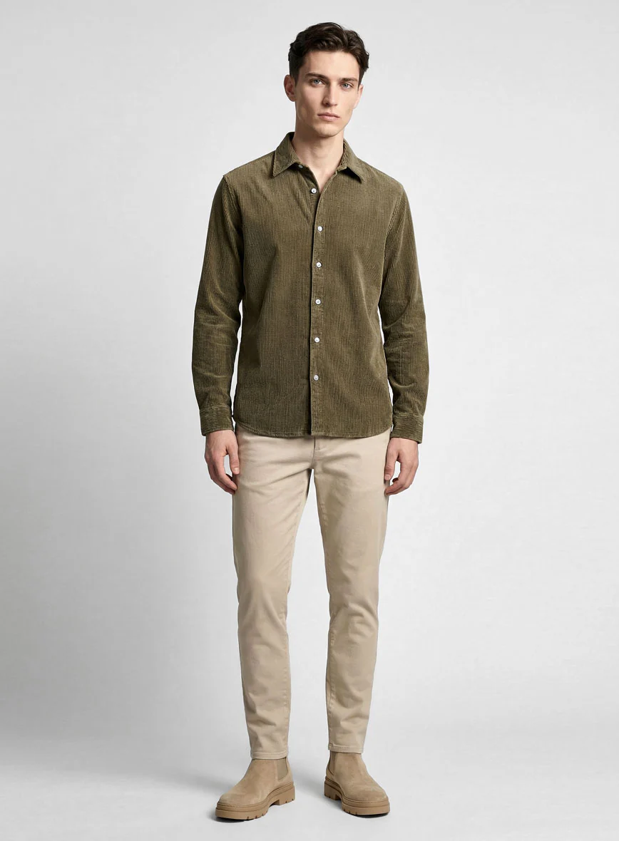 Dark Beige Corduroy Shirt - Image 4