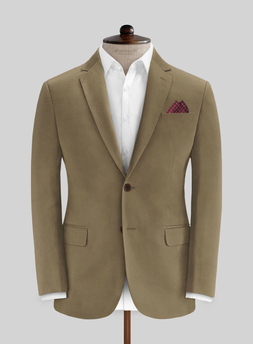 Dark Beige Feather Cotton Canvas Stretch Jacket