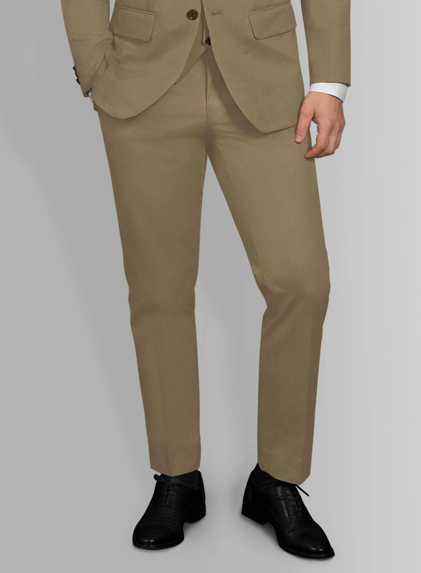 Dark Beige Feather Cotton Canvas Stretch Suit - Image 4