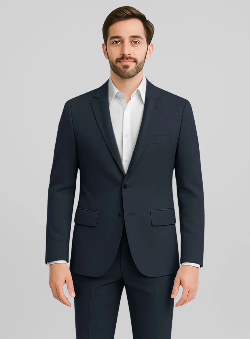 Dark Blue Stretch Chino Jacket - Image 2