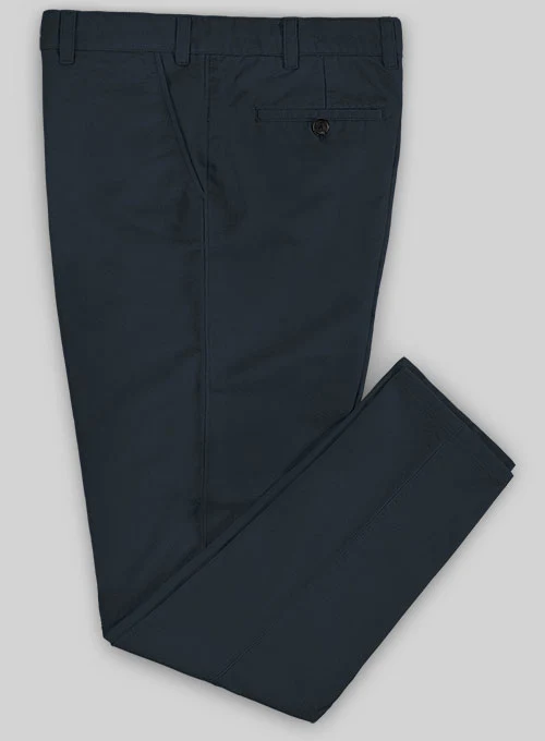 Washed Dark Blue Stretch Chino Pants - Image 2