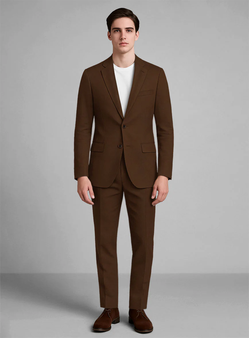 Dark Brown Napoli Stretch Light Weight Cotton Suit