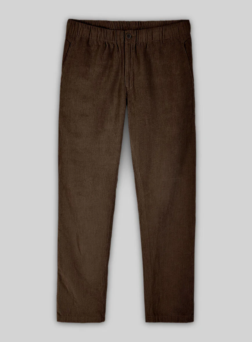 Dark Brown Stretch Pin Corduroy Easy Pants