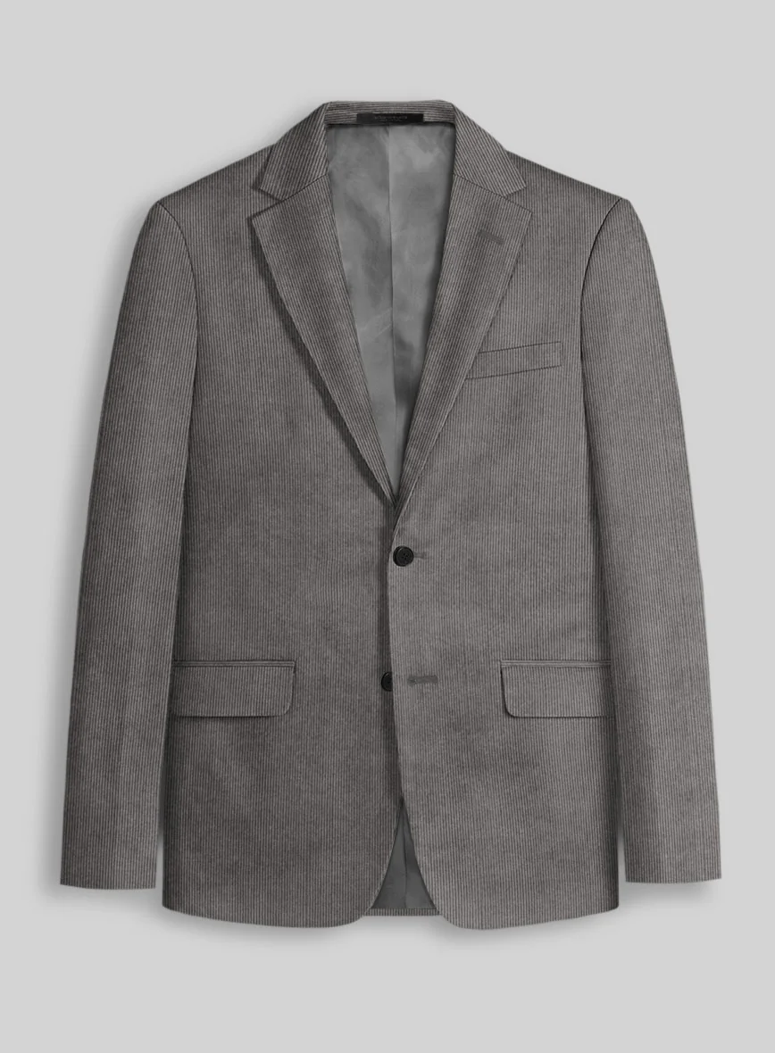 Dark Gray Stretch Pin Corduroy Suit - Image 3