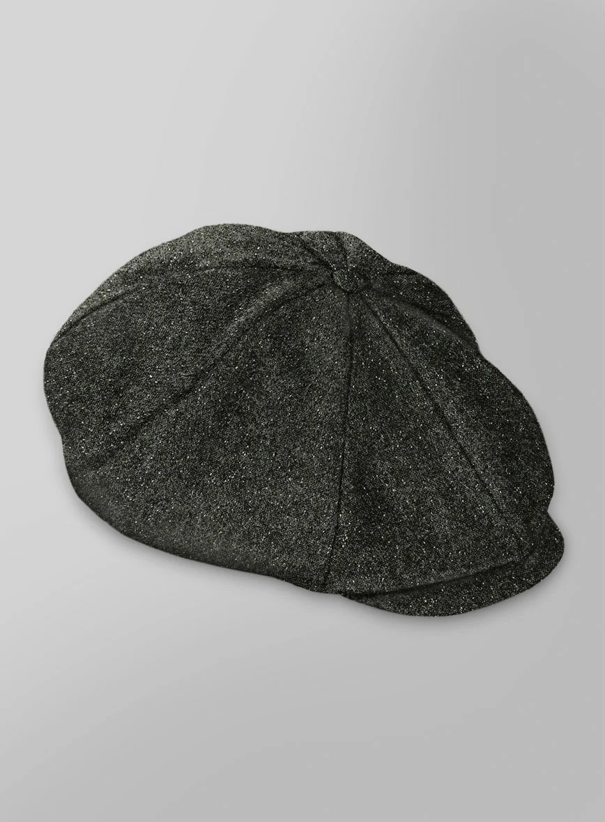 Dark Olive Flecks Donegal Tweed Newsboy Cap - Image 3