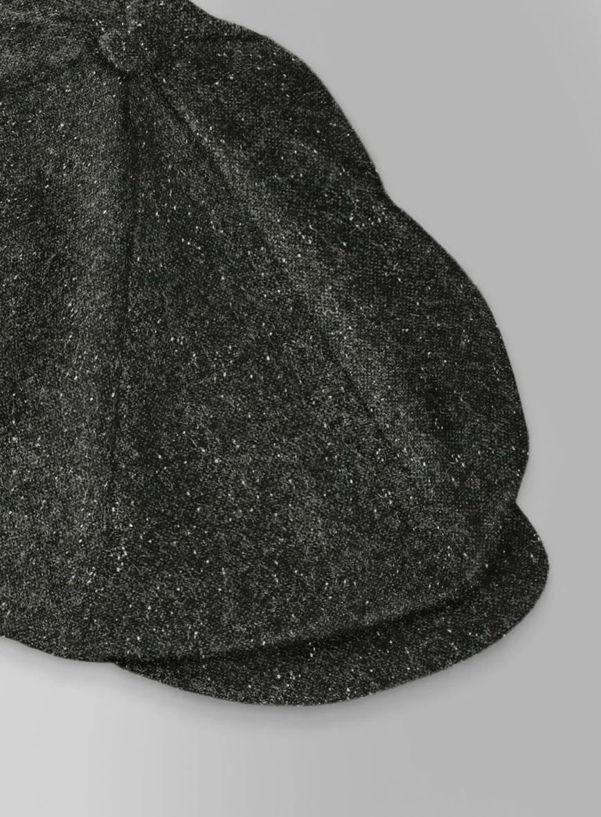 Dark Olive Flecks Donegal Tweed Newsboy Cap - Image 4