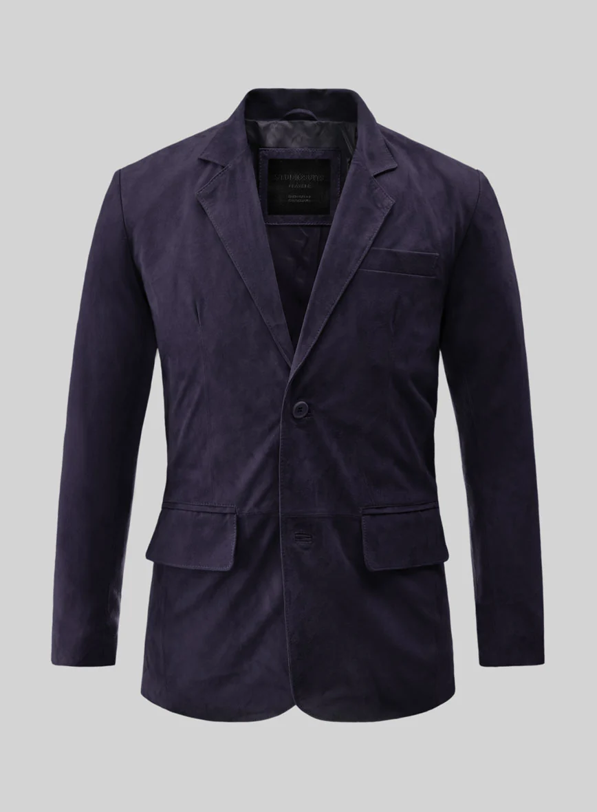 Dark Slate Purple Suede Leather Blazer