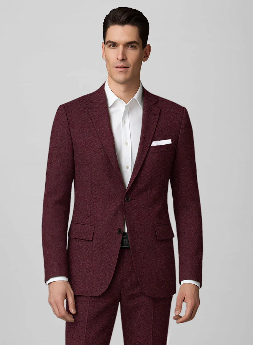 Dark Wine Heavy Tweed Jacket - Image 2