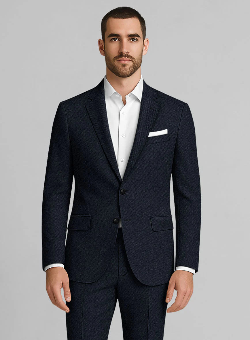 Deep Blue Heavy Tweed Jacket - Image 2