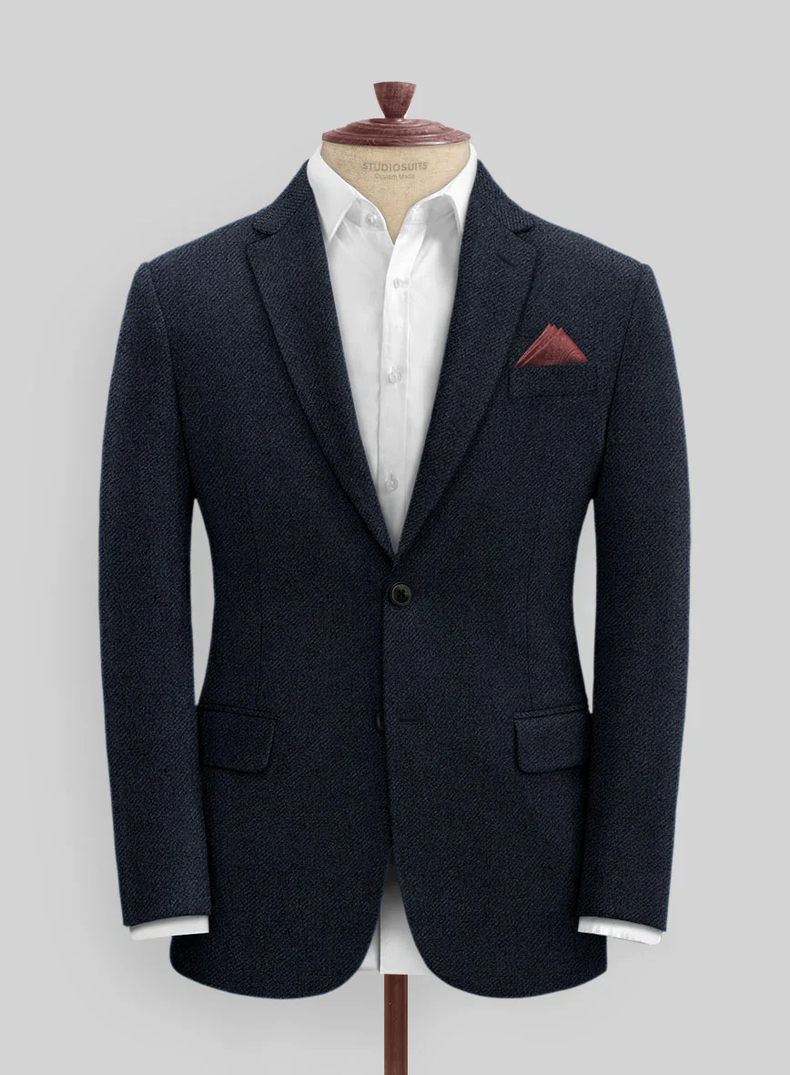 Deep Blue Heavy Tweed Jacket - Image 3