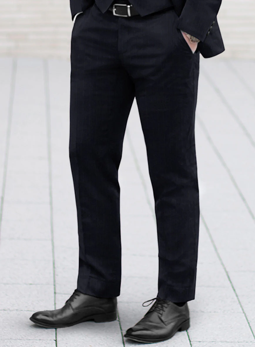 Deep Blue Old World Stripe Wool Pants - Image 2