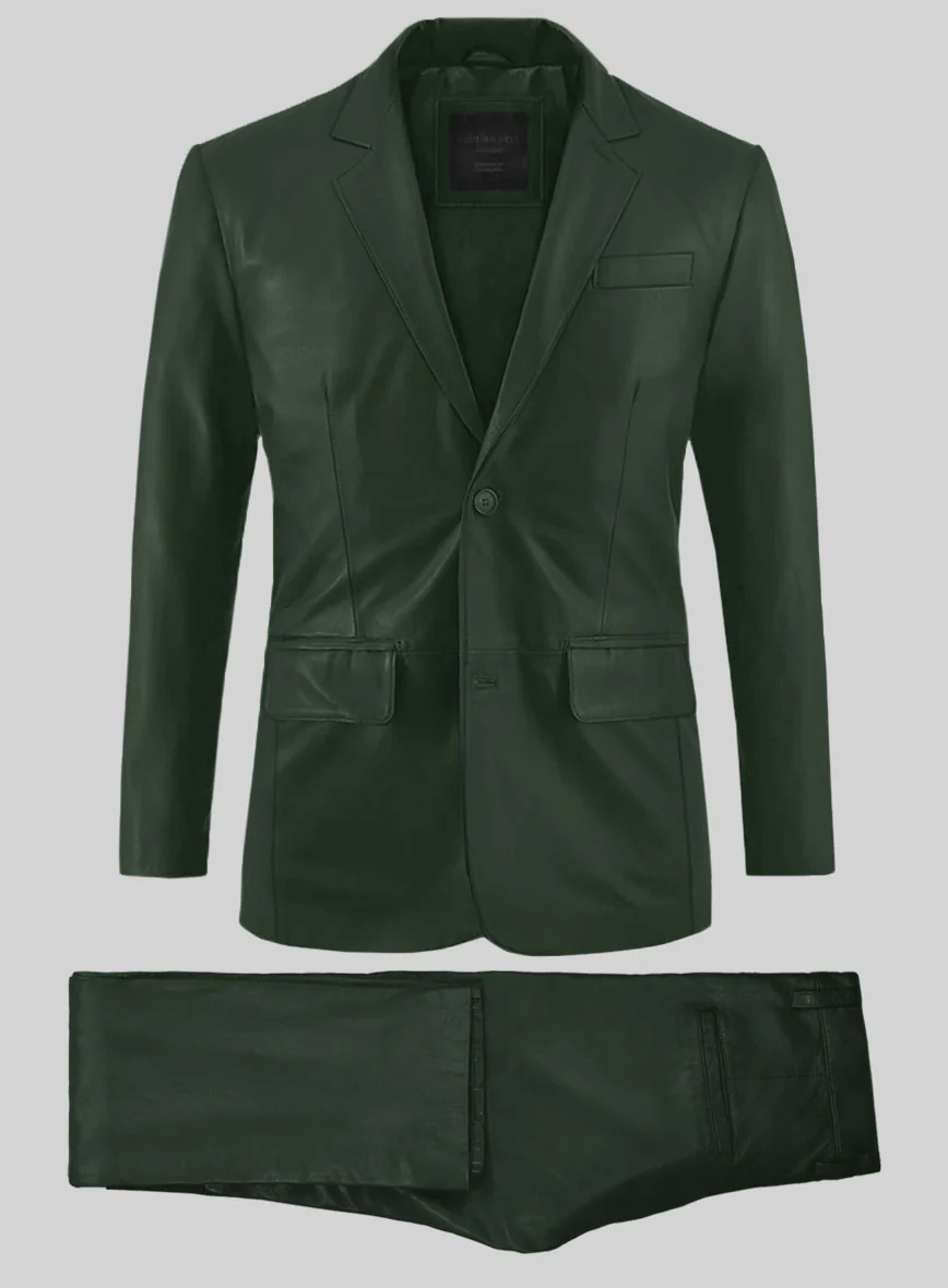 Deep Olive Leather Suit - Image 2