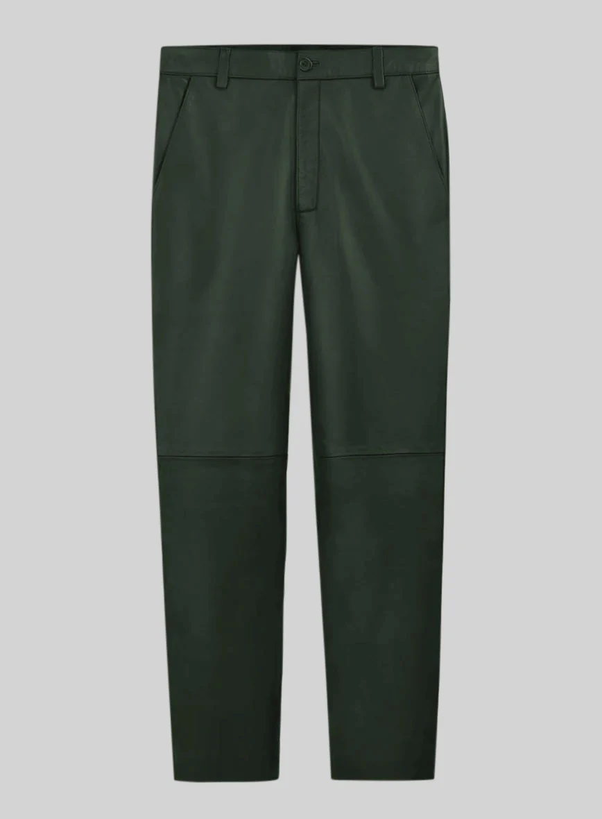 Deep Olive Leather Trousers