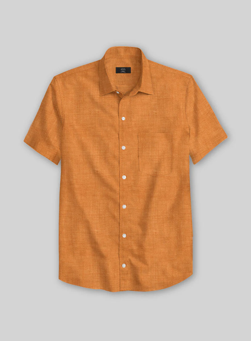 Dublin Autumn Orange Linen Shirt