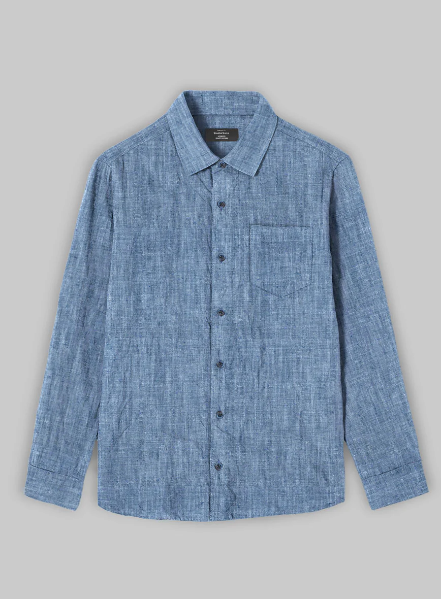 Dublin Ink Blue Linen Shirt - Image 3