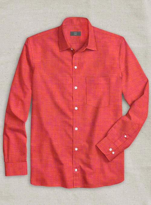 Dublin Pink Orange Linen Shirt - Image 2