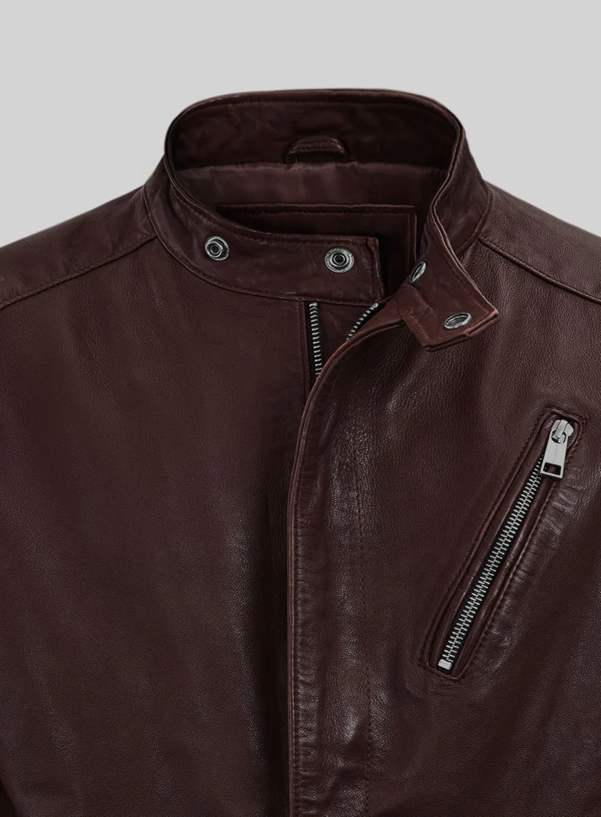 Dune Drifter Burgundy Biker Leather Jacket - Image 2