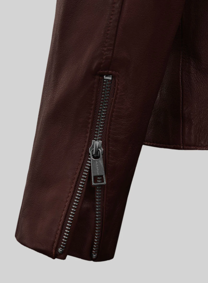 Dune Drifter Burgundy Biker Leather Jacket - Image 3