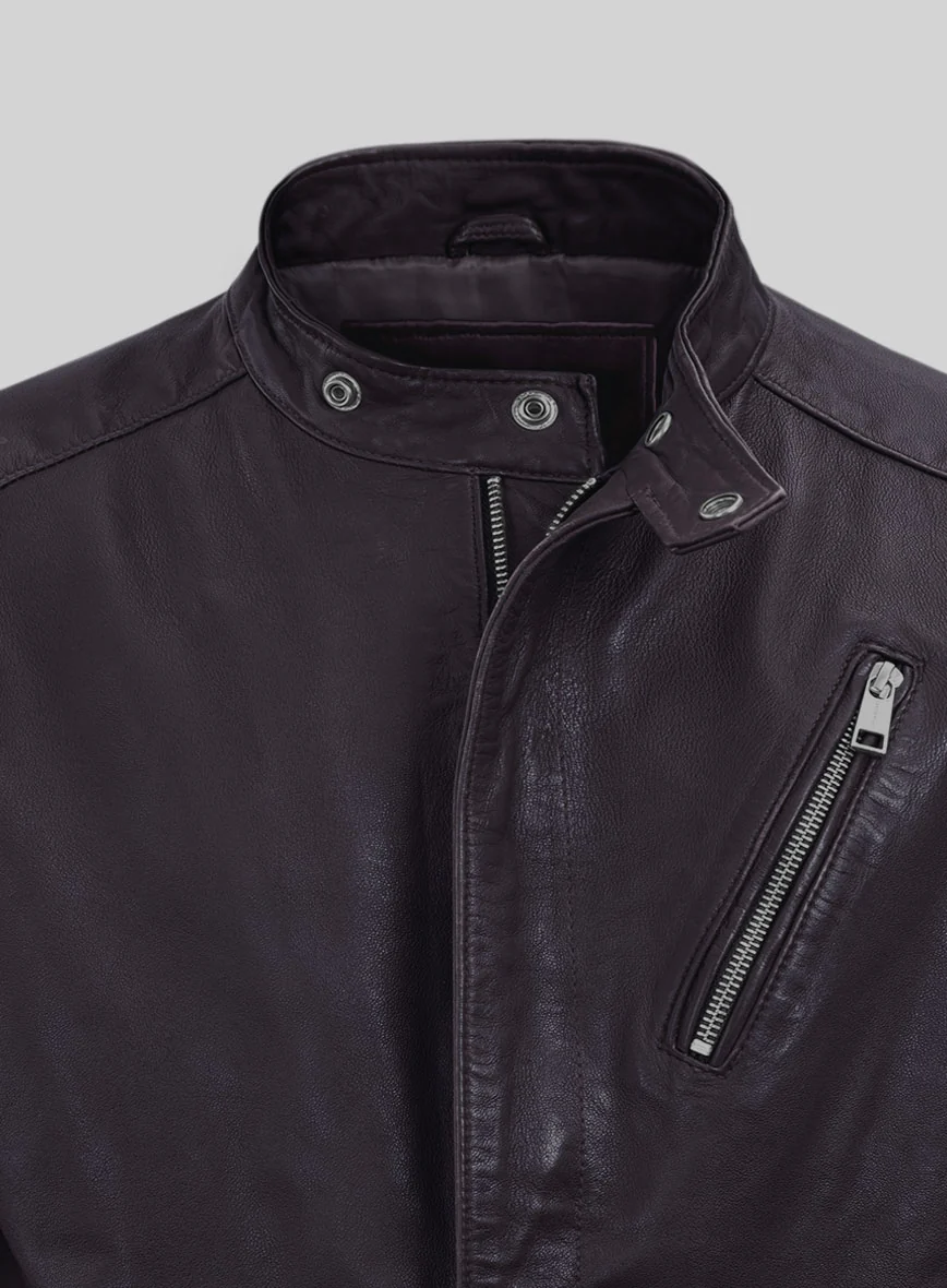 Dune Drifter Purple Biker Leather Jacket - Image 2