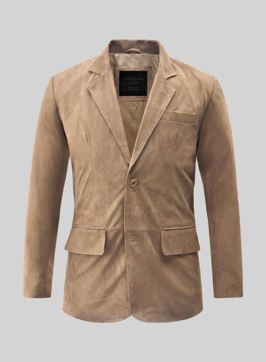 Dusty Beige Suede Leather Blazer