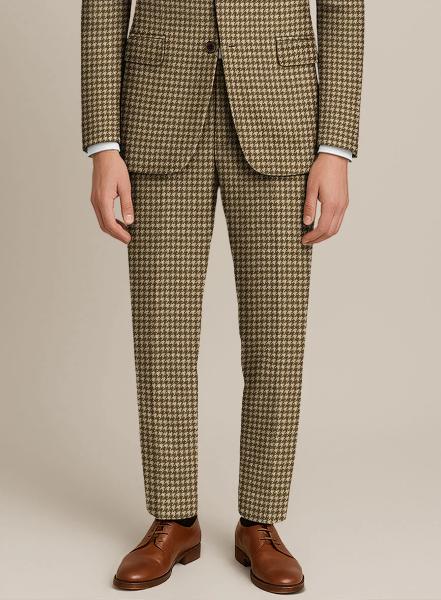 Earth Brown Houndstooth Tweed Pants - Image 2