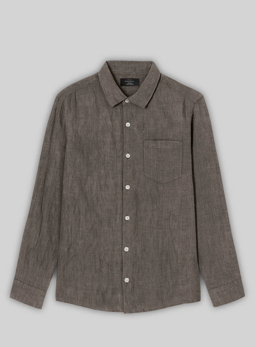 Earthen Taupe Pure Linen Shirt - Image 3