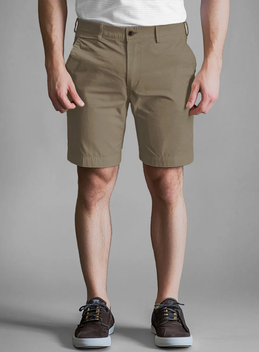 Earthy Brown Cotton Power Stretch Chino Shorts - Image 2