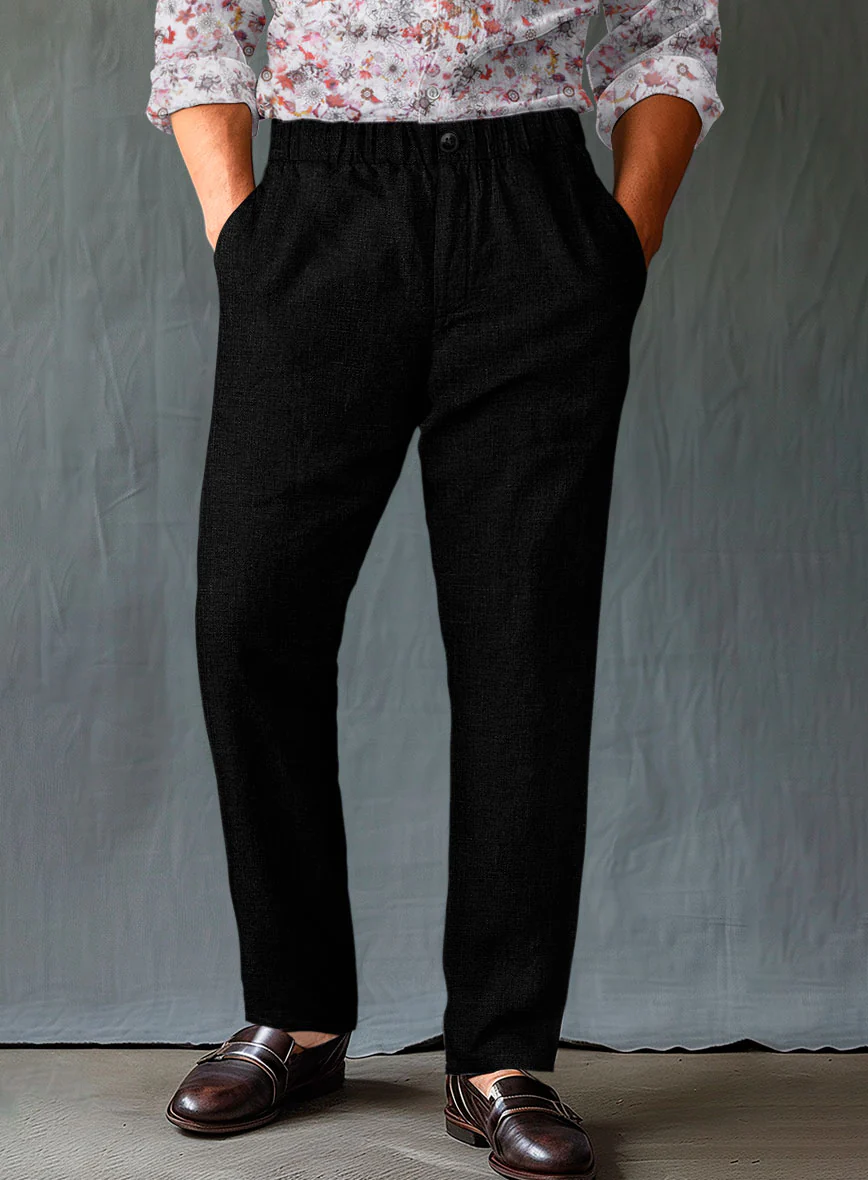 Easy Pants Pure Black Linen - Image 2