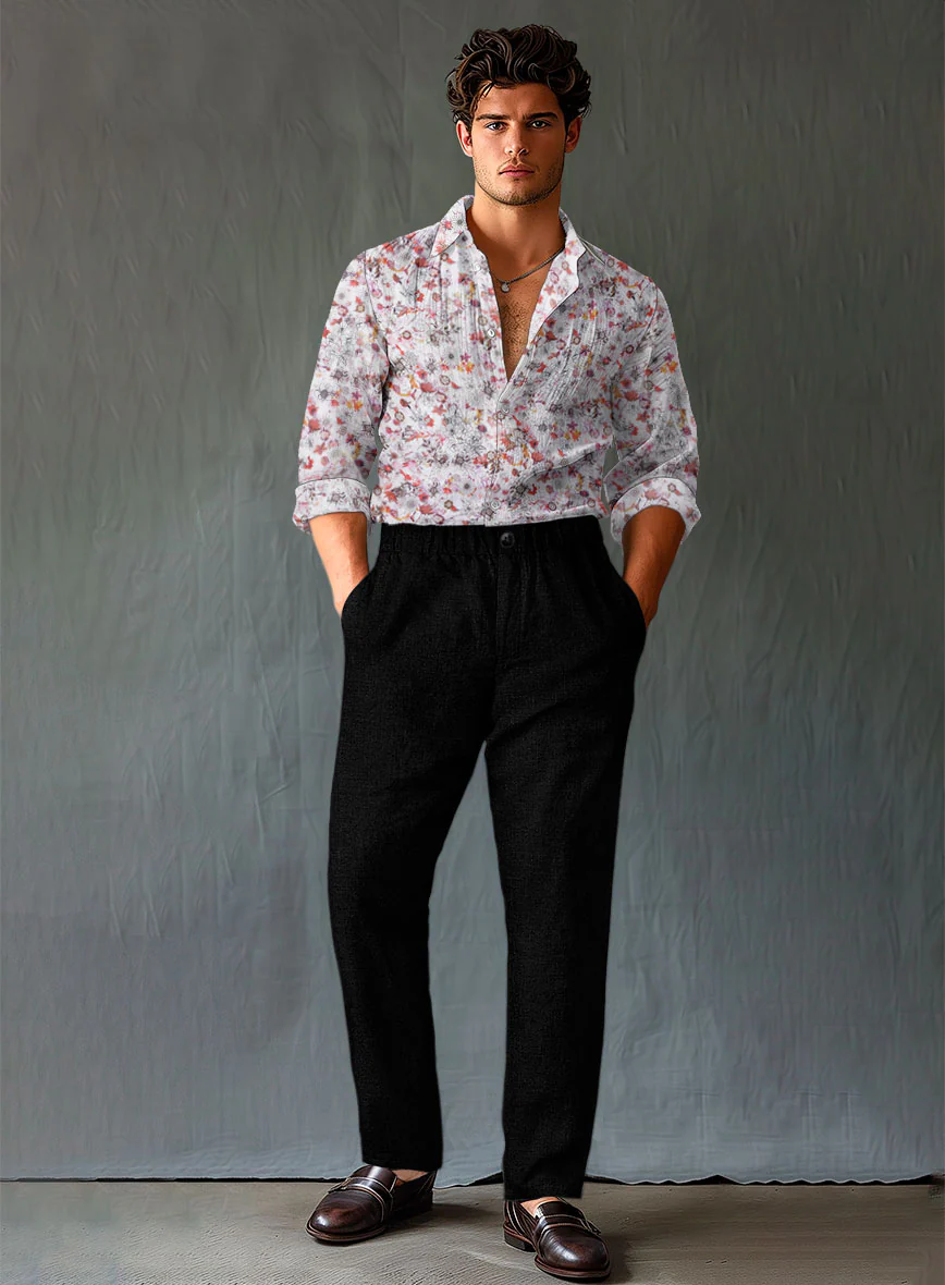 Easy Pants Pure Black Linen - Image 3