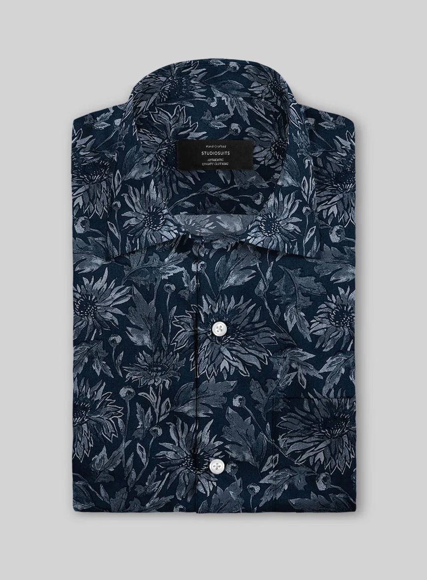 Ebon Floral Cotton Lycra Shirt