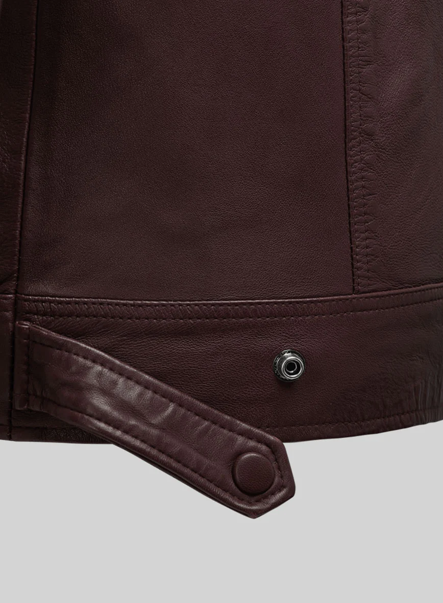 Emberstrike Burgundy Biker Leather Jacket - Image 4