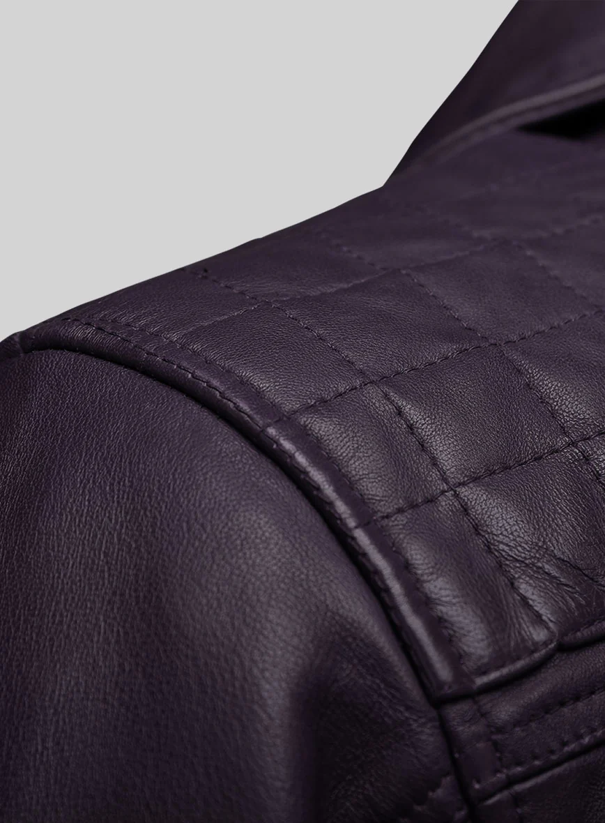 Emberstrike Purple Biker Leather Jacket - Image 3