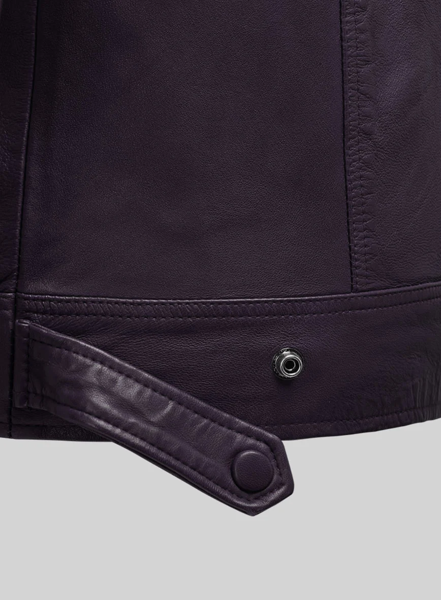 Emberstrike Purple Biker Leather Jacket - Image 4