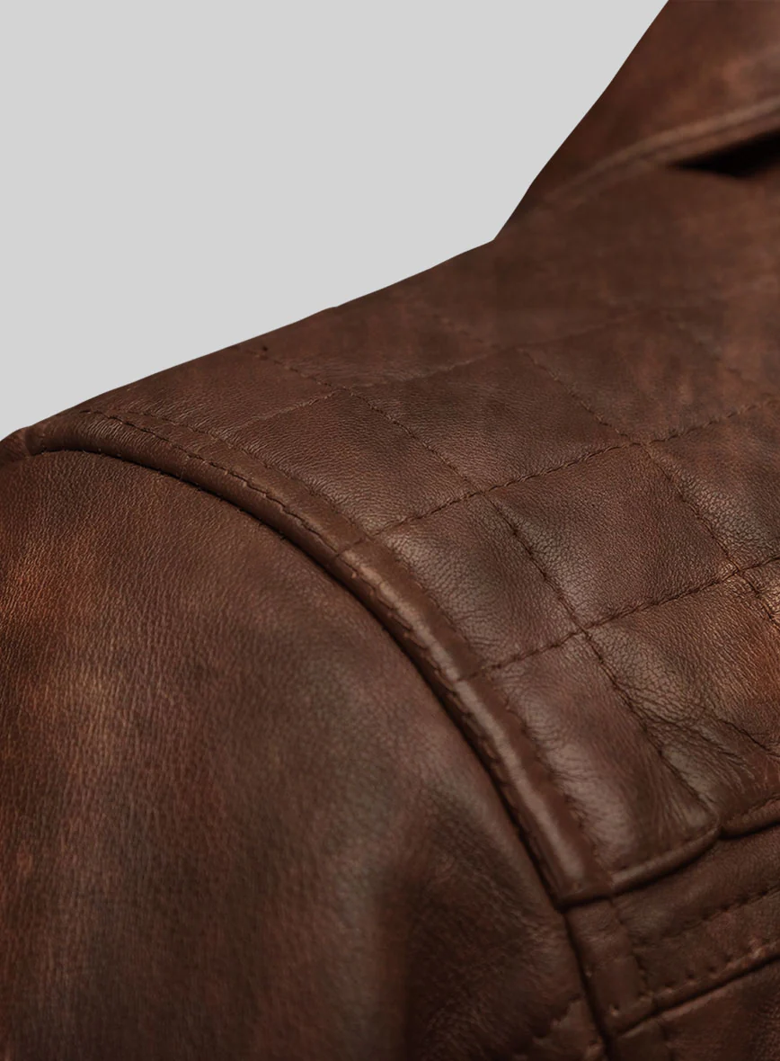 Emberstrike Spanish Brown Biker Leather Jacket - Image 3