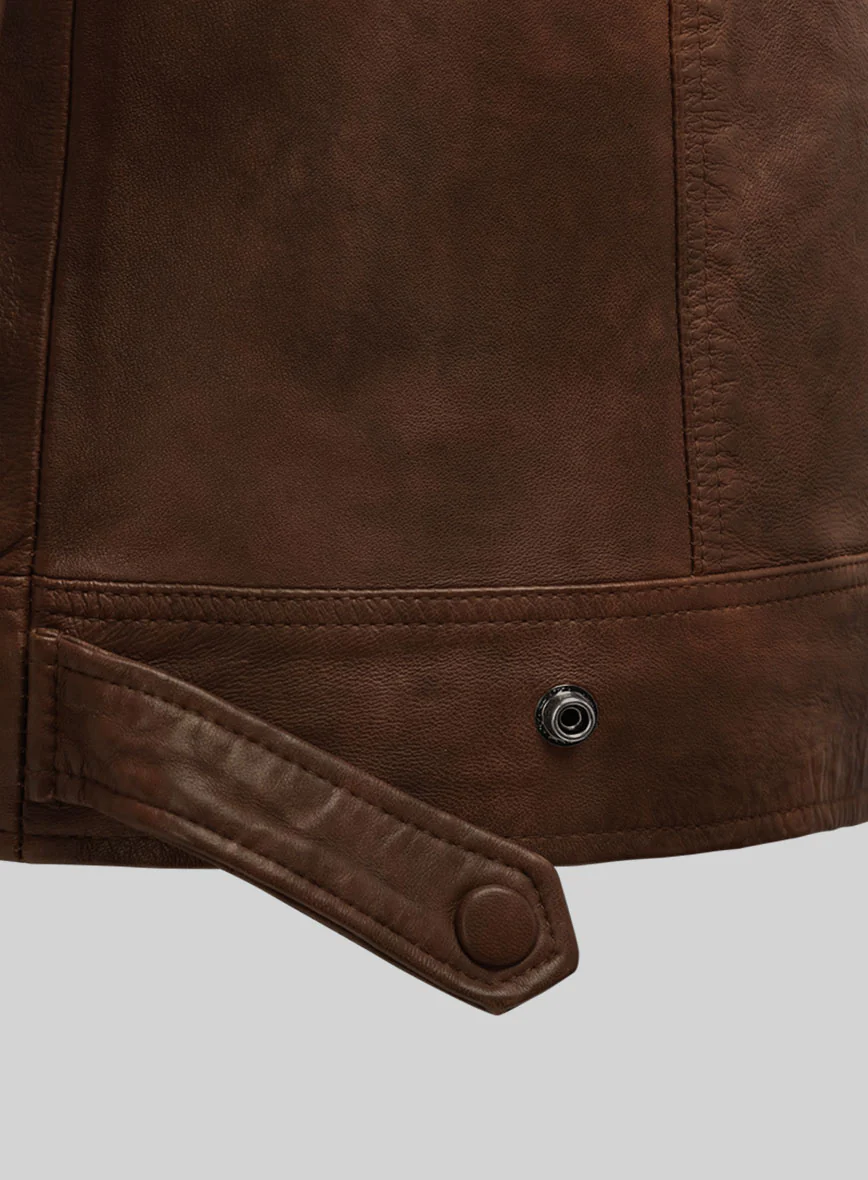 Emberstrike Spanish Brown Biker Leather Jacket - Image 4