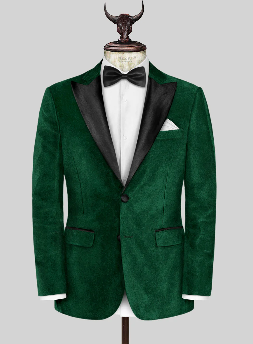 Emerald Green Velvet Tuxedo Suit - Image 2
