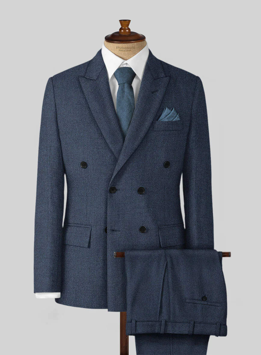 Empire Blue Tweed Double Breasted Suit - Image 2