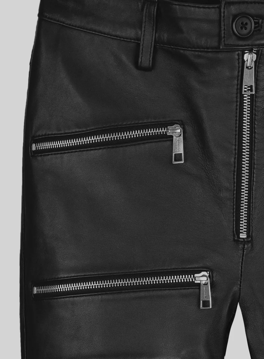 Esoteric Zipper Leather Jeans - Image 2