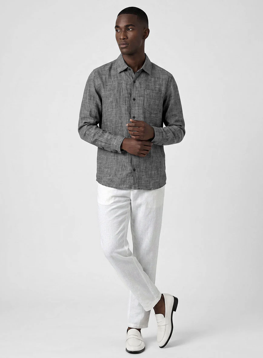 European Anchor Gray Linen Shirt - Image 4