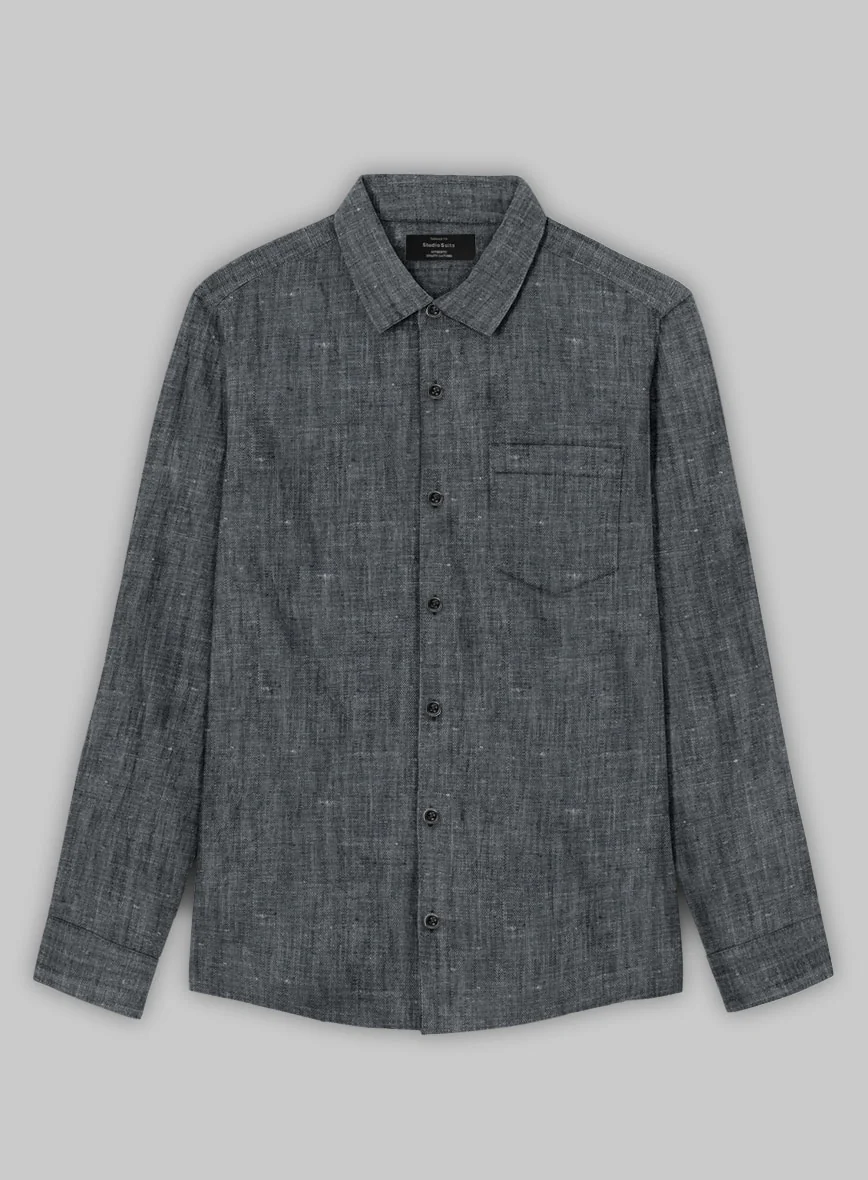 European Ash Gray Linen Shirt - Image 3