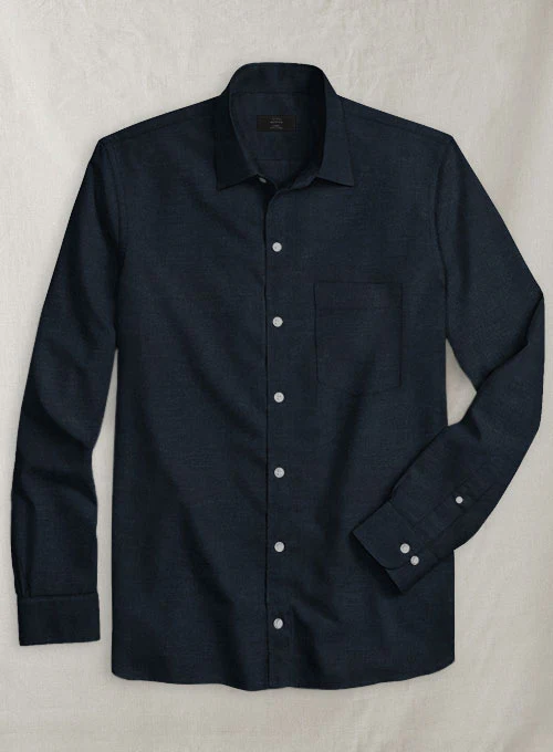 European Dark Blue Linen Shirt - Image 2