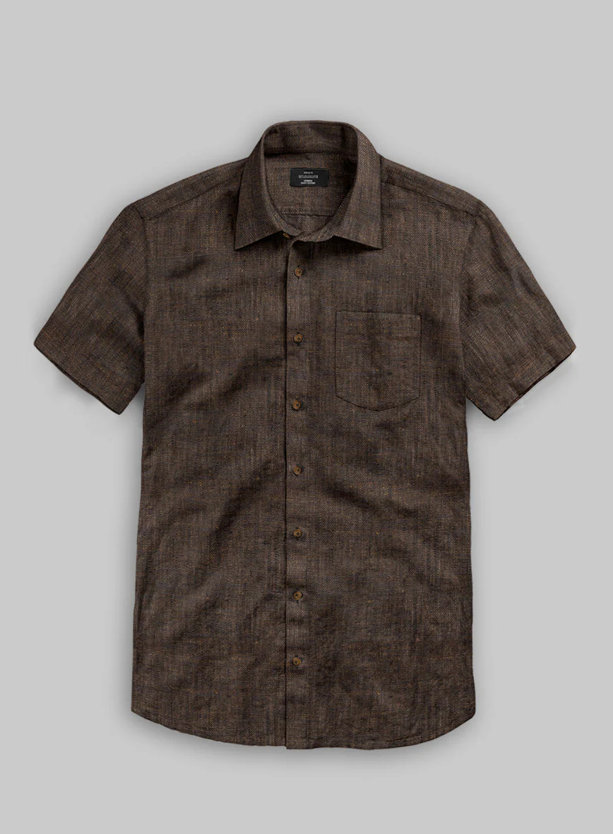European Dark Brown Linen Shirt - Image 3