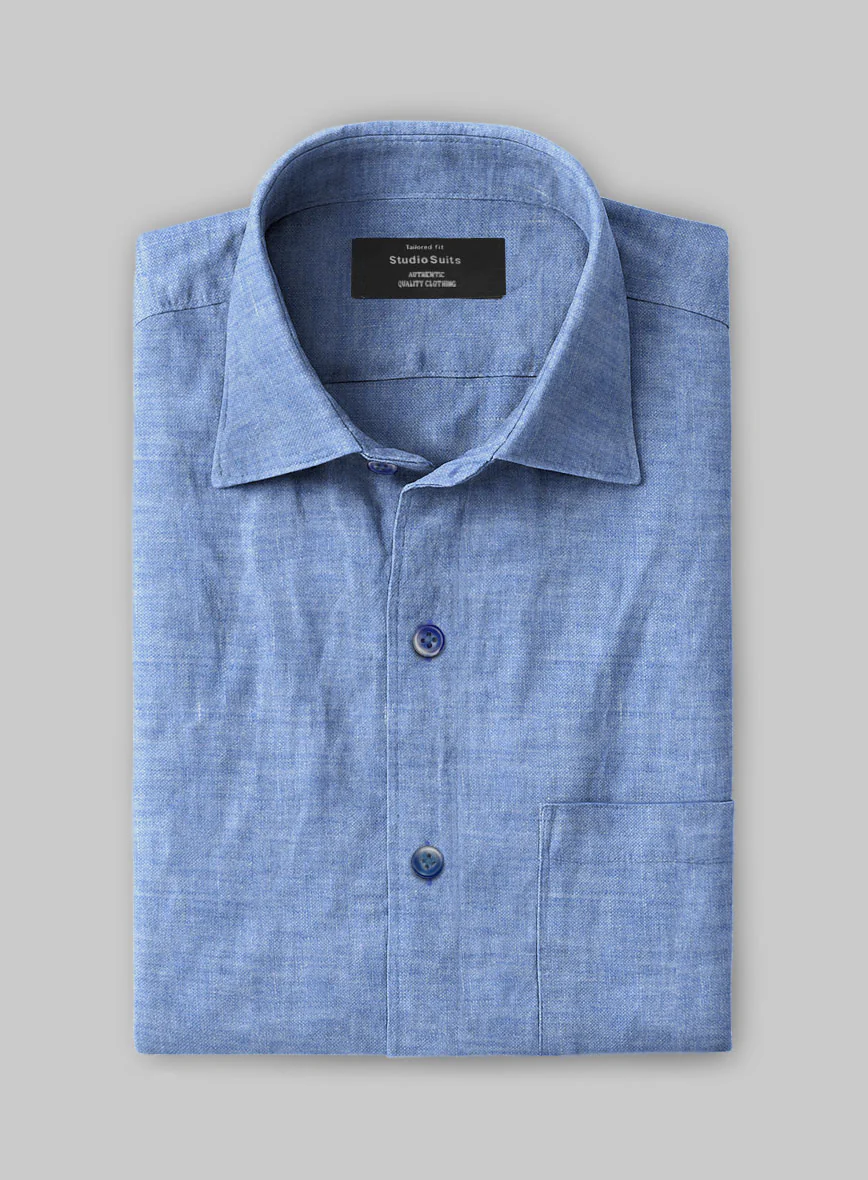 European Jordy Blue Linen Shirt - Image 3