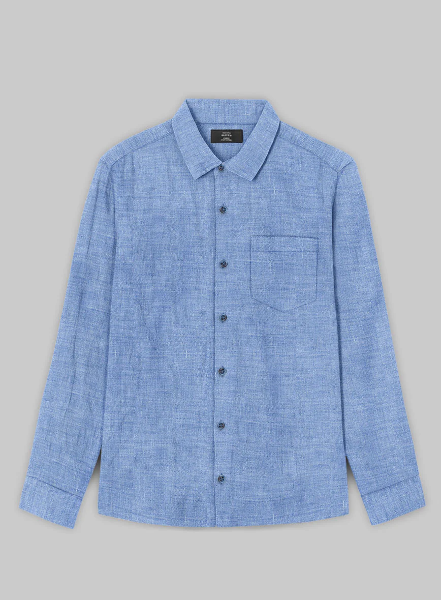 European Jordy Blue Linen Shirt - Image 3