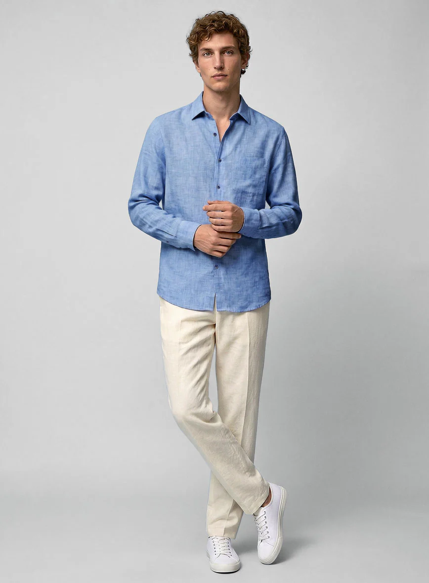 European Jordy Blue Linen Shirt - Image 4