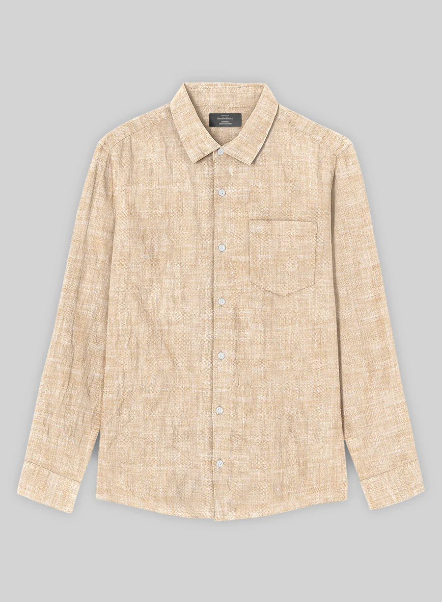 European Light Brown Linen Shirt - Image 3