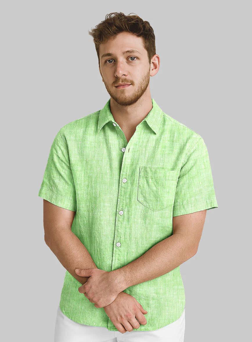 European Light Green Linen Shirt