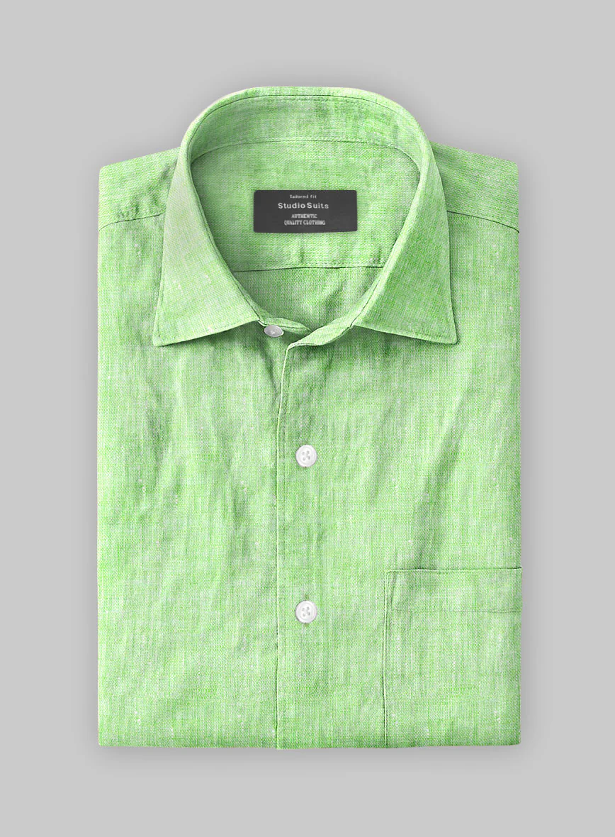 European Light Green Linen Shirt - Image 2
